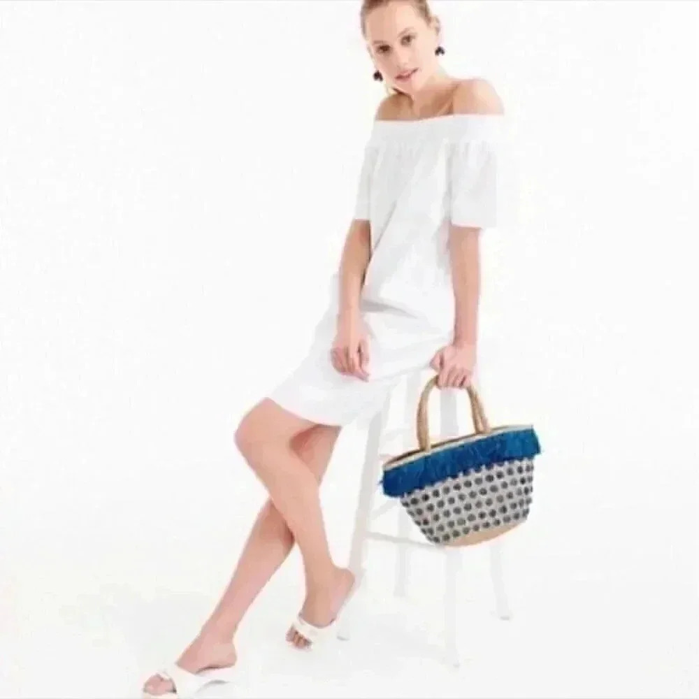 J crew white off the shoulder knee length dress in size 00